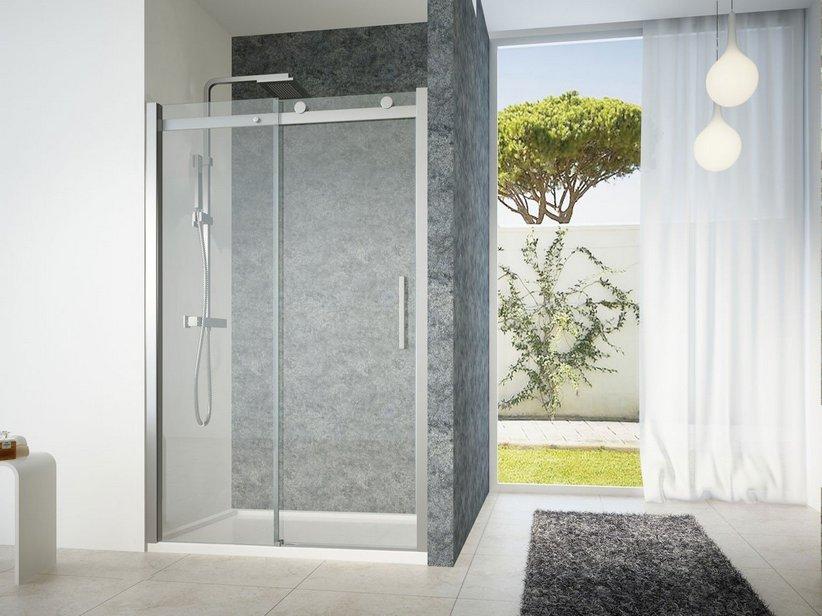 DUSCHSCHIEBETÜR OXO2 120 cm H200 Erw 119/122 ANSCHLAG LINKS GLASSTÄRKE 8mm TRANSPARENT CHROM | IperCeramica