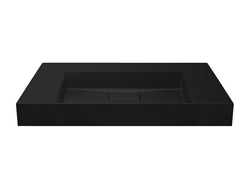Waschbecken Unitop Eckig 100x48 cm Becken in der Mitte Gussmarmor Schwarz Matt | IperCeramica