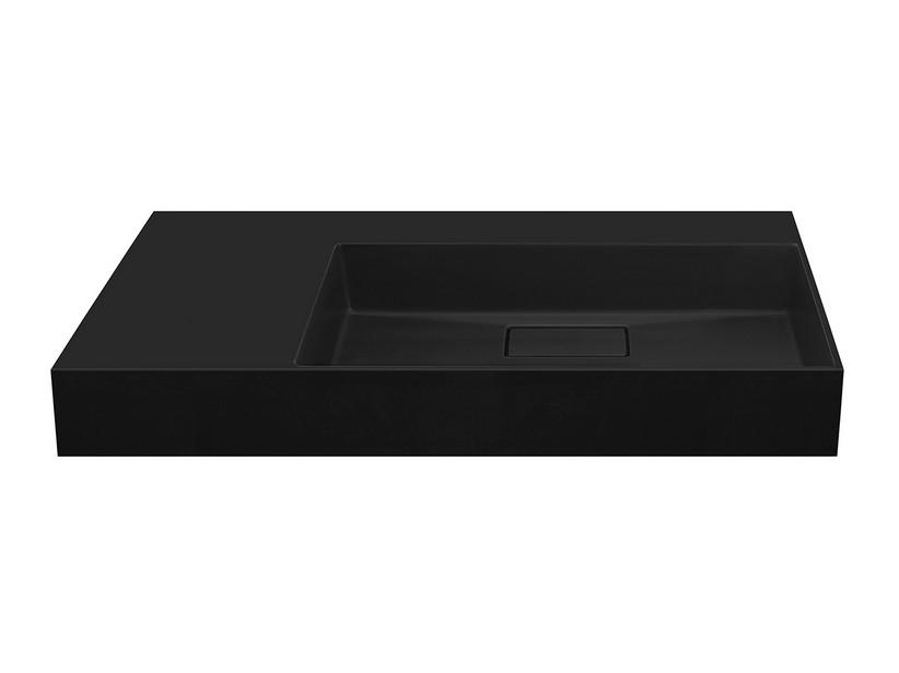 Waschbecken Unitop Eckig 100x48 cm Becken rechts Gussmarmor Schwarz Matt | IperCeramica