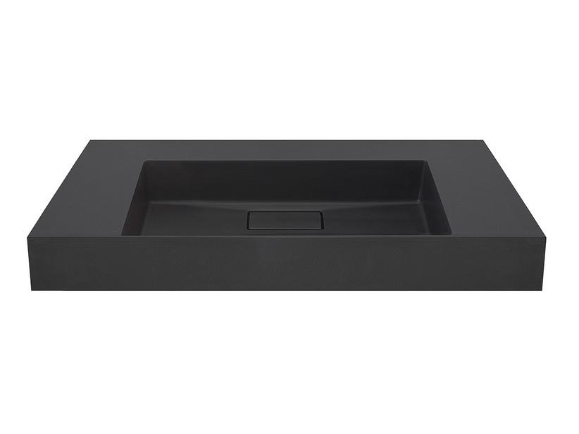Waschbecken Unitop Eckig 100x48 cm Becken in der Mitte Gussmarmor mit gehämmerter Steinoptik Anthrazit | IperCeramica