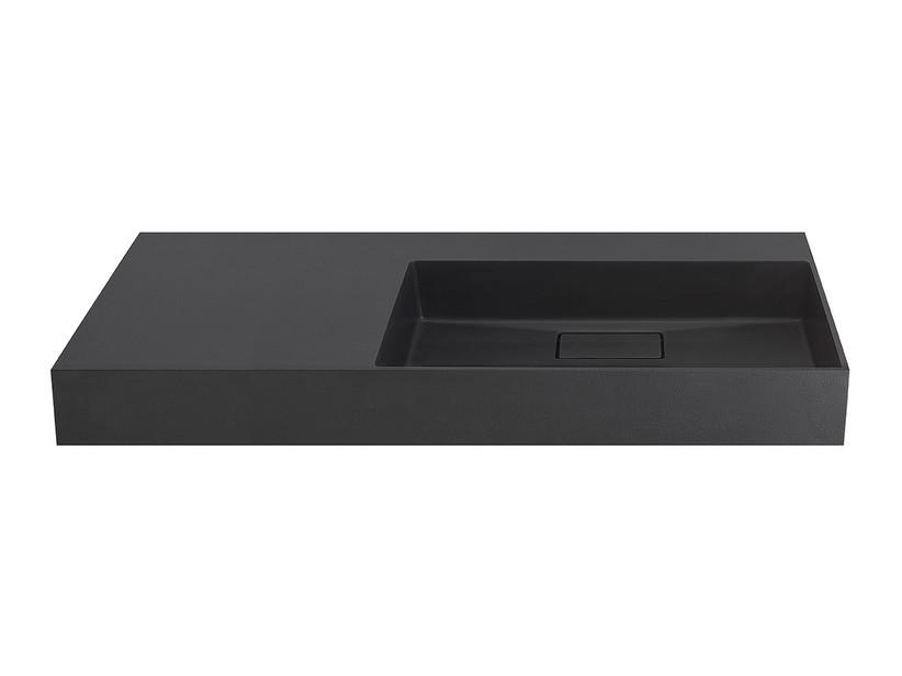 Waschbecken Unitop Eckig 120x48 cm Becken rechts Gussmarmor mit gehämmerter Steinoptik Anthrazit | IperCeramica