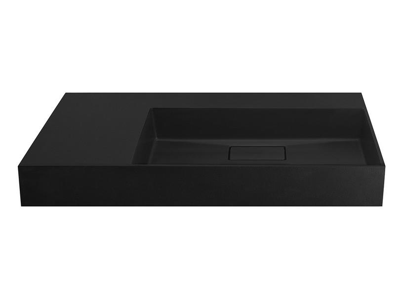 Waschbecken Unitop Eckig 100x48 cm Becken rechts Gussmarmor mit gehämmerter Steinoptik Schwarz | IperCeramica