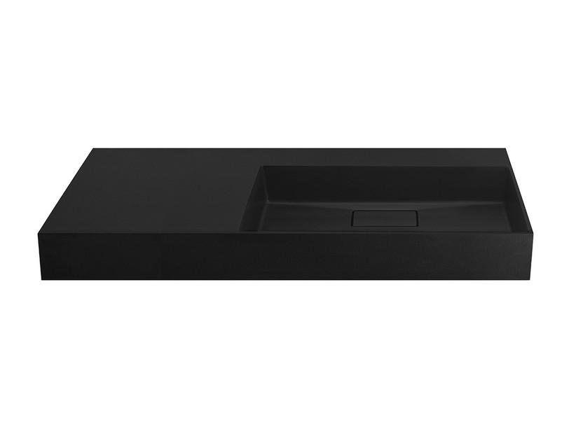 Waschbecken Unitop Eckig 120x48 cm Becken rechts Gussmarmor mit gehämmerter Steinoptik Schwarz | IperCeramica