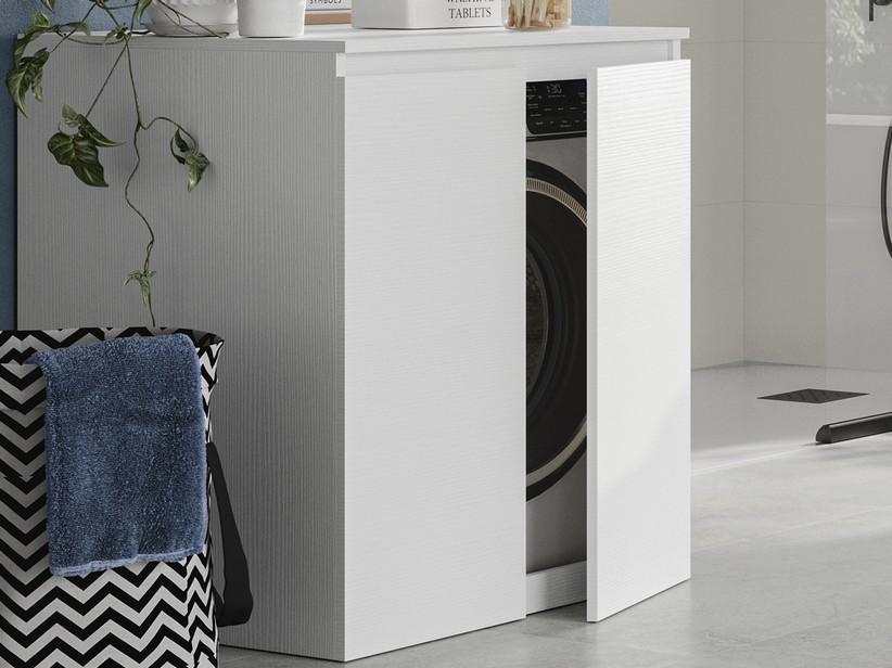 Badmöbel QUBO Waschmaschinenmöbel, 2-türig, Weiß Matrix | IperCeramica