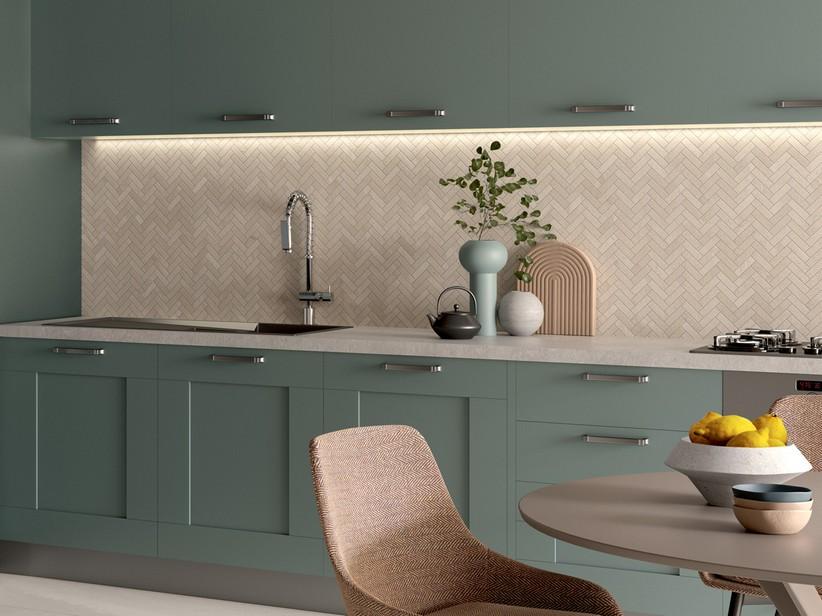 Mosaik Rockstone White 32X32 Steinoptik Fischgrätenmuster Weiss | IperCeramica