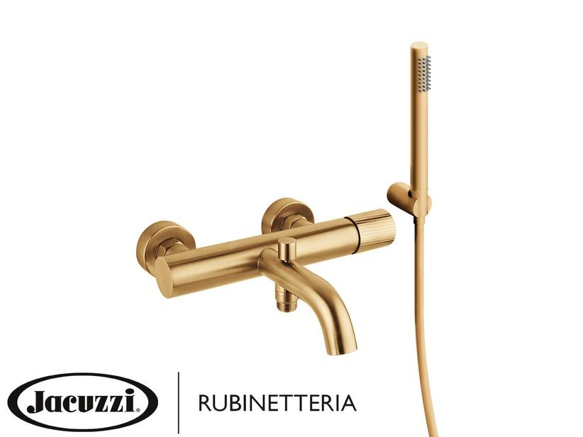 Wandmischer für Badewanne Jacuzzi® Giulia mit Ablaufgarnitur aus Edelstahl Messing gebürstet | IperCeramica