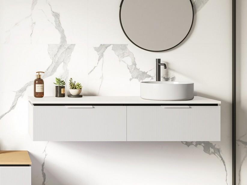 Platte TOUCH 140x51,5xH1,8 cm Weiß matt | IperCeramica