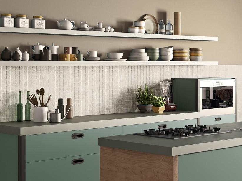Mosaik Touchstone White 30x30 aus Feinsteinzeug Schiefer-Steinoptik Weiß | IperCeramica