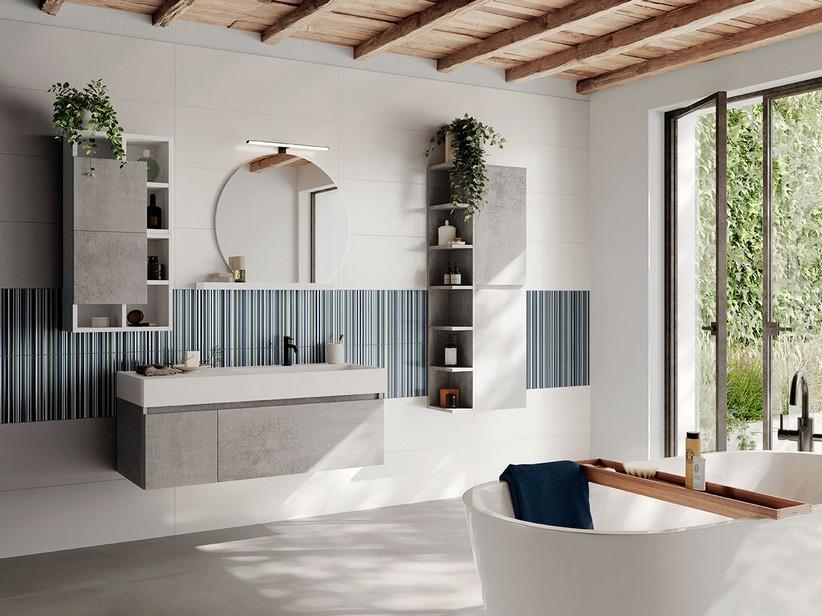 Wandfliese Velvet Line Mix 30x90 Streifen-Dekor Blau und Grün | IperCeramica