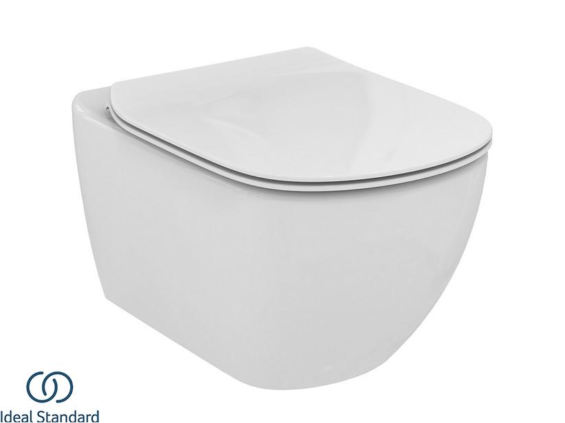 WAND-WC IDEAL STANDARD® TESI AQUABLADE WEISS GLÄNZEND MIT WC-SITZ MIT ABSENKAUTOMATIK | IperCeramica