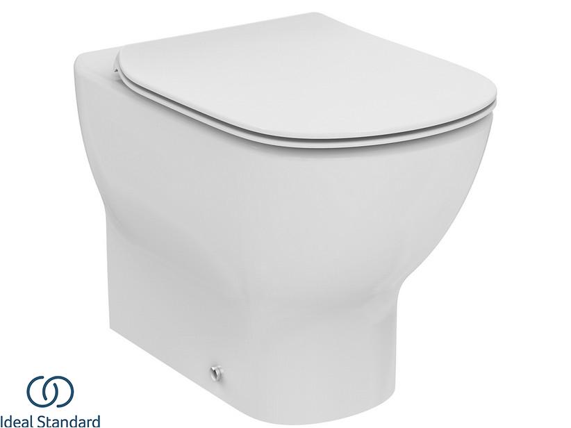 STAND-WC IDEAL STANDARD® TESI 2016 AQUABLADE WANDBÜNDIG VERSETZTER ABFLUSS SITZ MIT ABSENKAUTOMATIK WEISS GLÄNZEND | IperCeramica