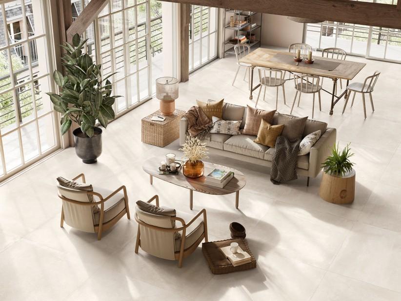 Fliese Xlab Concept White 120x120 - Feinsteinzeug Zementoptik Weiß | IperCeramica