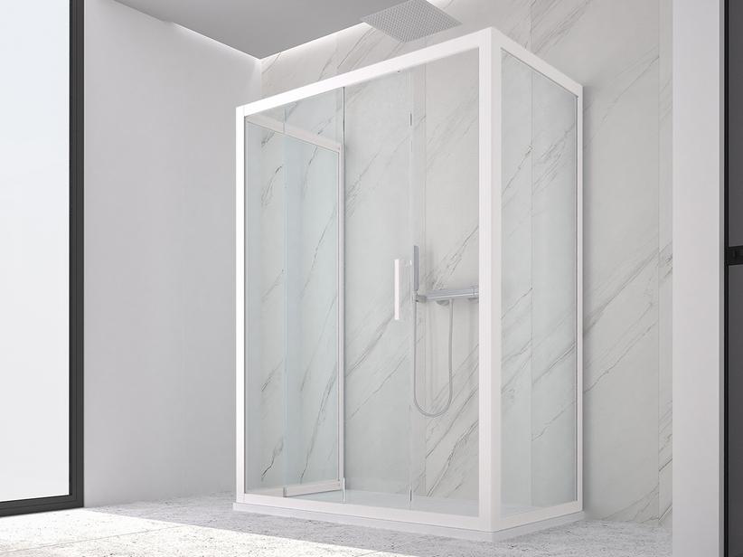 DUSCHKABINE ZEN 80x100x80 H190,4 Red 77/79 - 90/100 cm SCHIEBETÜR MIT 2 SEITENWÄNDEN GLASSTÄRKE 6 mm TRANSPARENT WEISS MATT | IperCeramica