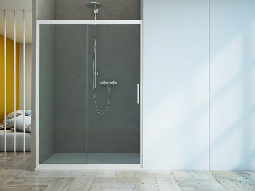 DUSCHSCHIEBETÜR ZEN 170 cm H190 Red 160/170 GLASSTÄRKE 6mm TRANSPARENT WEISS MATT | IperCeramica