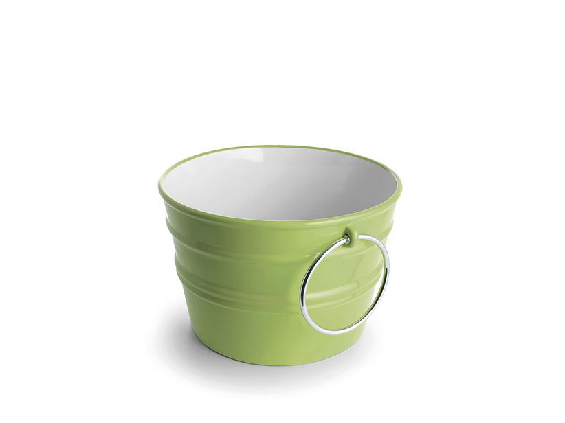 Hänge-/Aufsatzwaschbecken Bacile Ø46,5 cm H30 mit Ringen aus glänzender grüner Keramik | IperCeramica