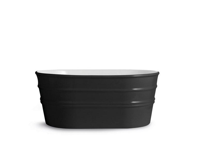 Hänge-/Aufsatzwaschbecken Tinozza 60X40Xh25 aus glänzender schwarzer Keramik | IperCeramica