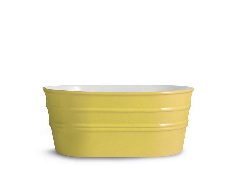 Hänge-/Aufsatzwaschbecken Tinozza 60X40Xh25 aus glänzender Sirio-gelber Keramik | IperCeramica