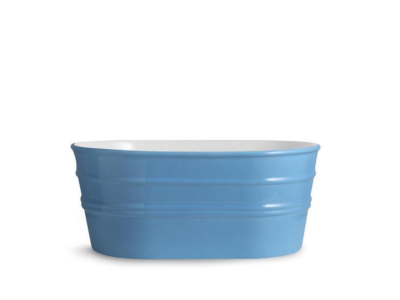 Hänge-/Aufsatzwaschbecken Tinozza 60X40Xh25 aus glänzender cyanblauer Keramik | IperCeramica