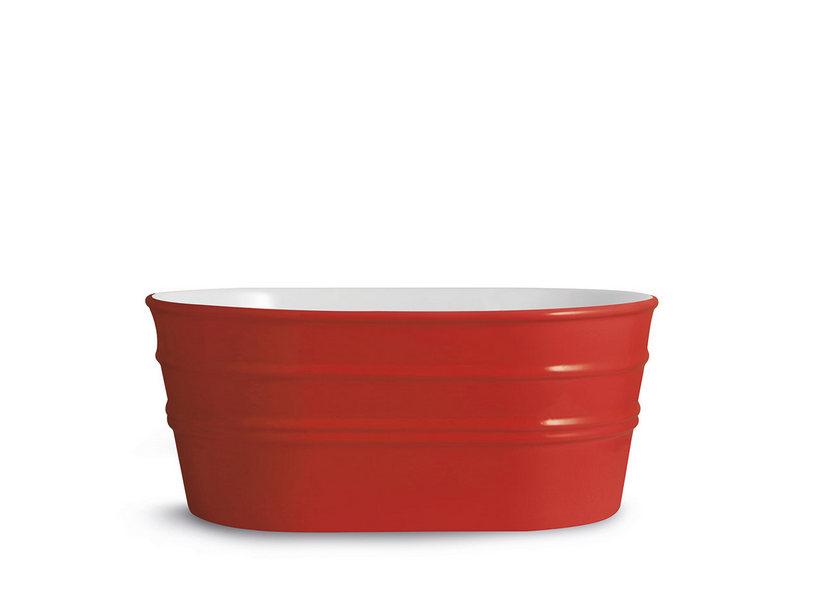 Hänge-/Aufsatzwaschbecken Tinozza 60X40Xh25 aus glänzender roter Keramik | IperCeramica