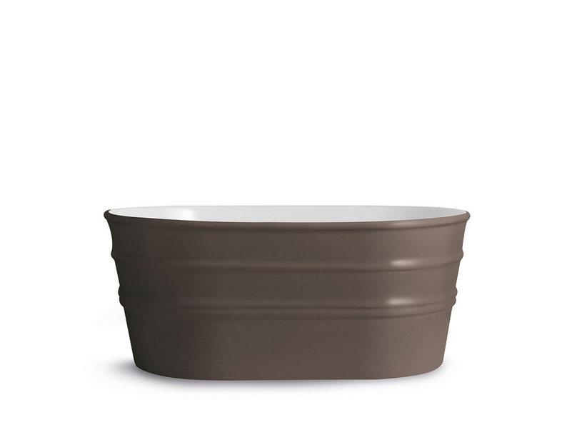 Hänge-/Aufsatzwaschbecken Tinozza 60X40Xh25 aus glänzender basaltgrauer Keramik | IperCeramica