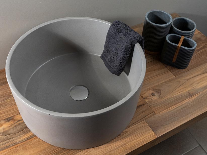 AUFSATZWASCHBECKEN CATINO Ø40XH19 cm AUS HARZ UND ZEMENT GRAU | IperCeramica
