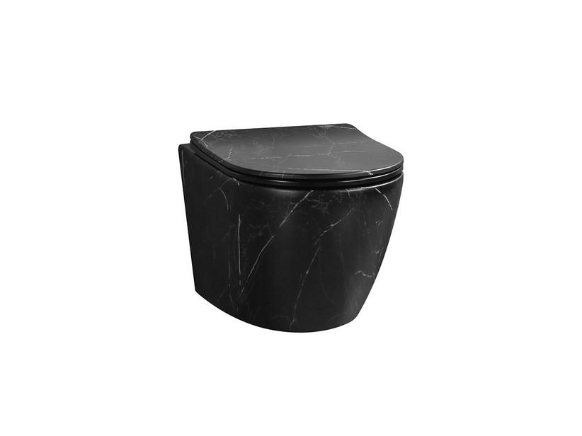 Hängendes WC Cardano Rimless 48,5x37 Marquinia Marmoroptik Schwarz Matt | IperCeramica