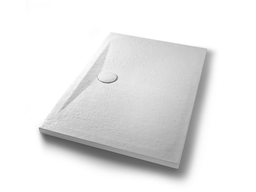 Duschwanne Appia Rechteckig 120x80 aus Keramik mit Steinoptik Gipsweiß Matt | IperCeramica