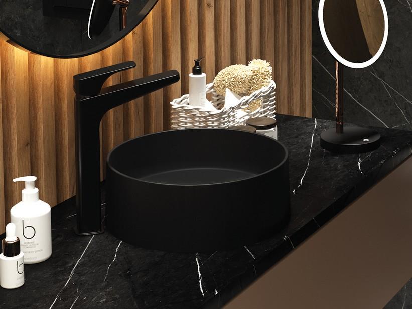 Aufsatzwaschbecken Silia Ø36 cm Granit Absolut Schwarz | IperCeramica