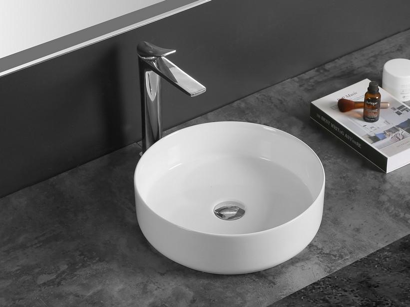 Aufsatzwaschbecken Sesia Ø39,5xH11,5 aus Keramik Weiß Glänzend | IperCeramica