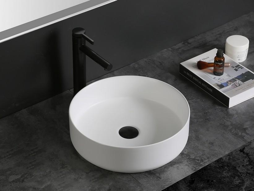 Aufsatzwaschbecken Sesia Ø39,5xH11,5 aus Keramik Weiß Matt | IperCeramica