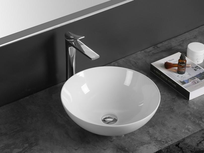 Aufsatzwaschbecken Scrivia Ø40xH15 aus Keramik Weiß Glänzend | IperCeramica