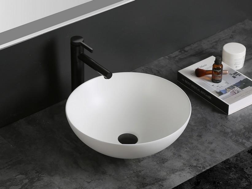 Aufsatzwaschbecken Scrivia Ø40xH15 aus Keramik Weiß Matt | IperCeramica