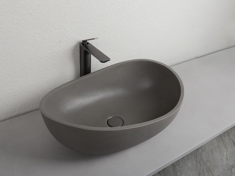 Aufsatzwaschbecken Cement 57x37xH20 cm aus Harz und Zement Finish Naturgrau | IperCeramica