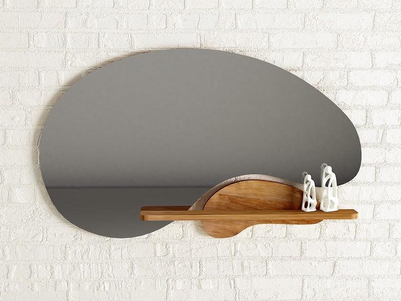 Badspiegel KOMODO 120x70,5 cm mit Ablage aus Massivholz Natur Teak | IperCeramica