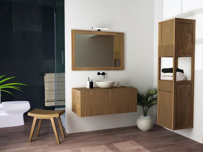 Badmöbel LOMBOK 100 2 Türen aus Massivholz Natur Teak | IperCeramica