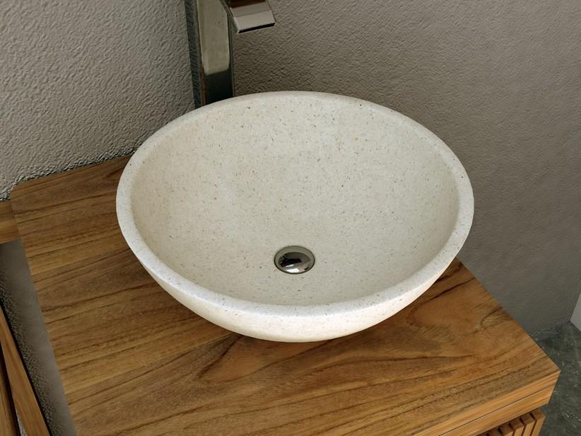 Aufsatzwaschbecken TERRAZZO Schüssel Ø40xH12 cm Harz-Zement weiß | IperCeramica