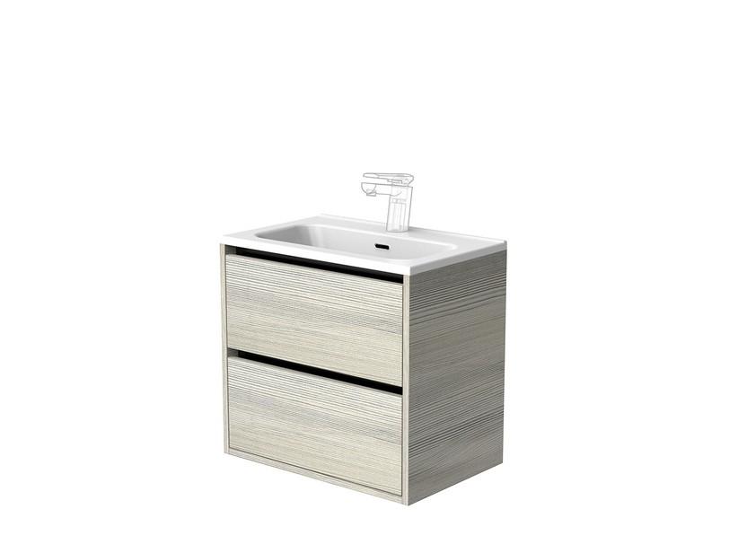CAMPIGLIO 60/T39 cm Badezimmer-Unterschrank mit 2 Schubladen Grau Holzoptik | IperCeramica