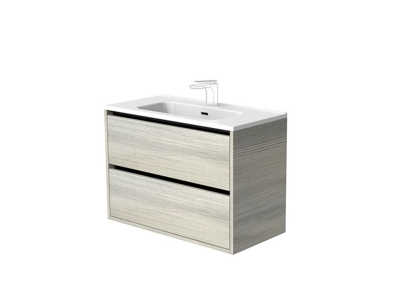 CAMPIGLIO 80/T39 cm Badezimmer-Unterschrank mit 2 Schubladen Grau Holzoptik | IperCeramica