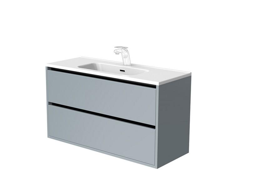 CAMPIGLIO 100/T39 cm Badezimmer-Unterschrank mit 2 Schubladen Matt Grau | IperCeramica