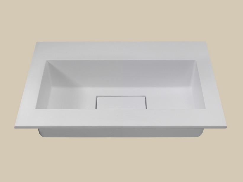 Waschbecken Unitop HIDE Ti.46 61x46,5 cm Becken in der Mitte Weiß matt | IperCeramica