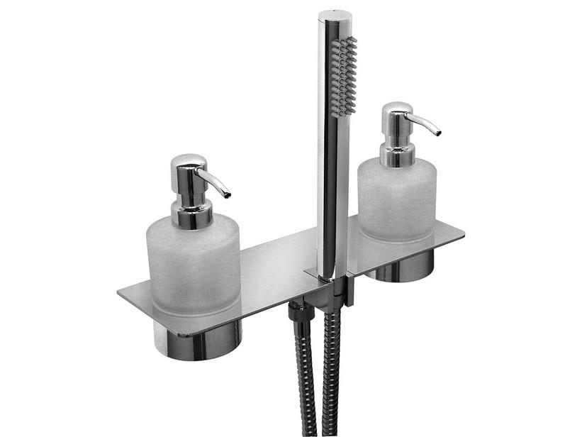 Duschablage Genius Round 30 cm Edelstahl mit Handbrause Messing verchromt | IperCeramica