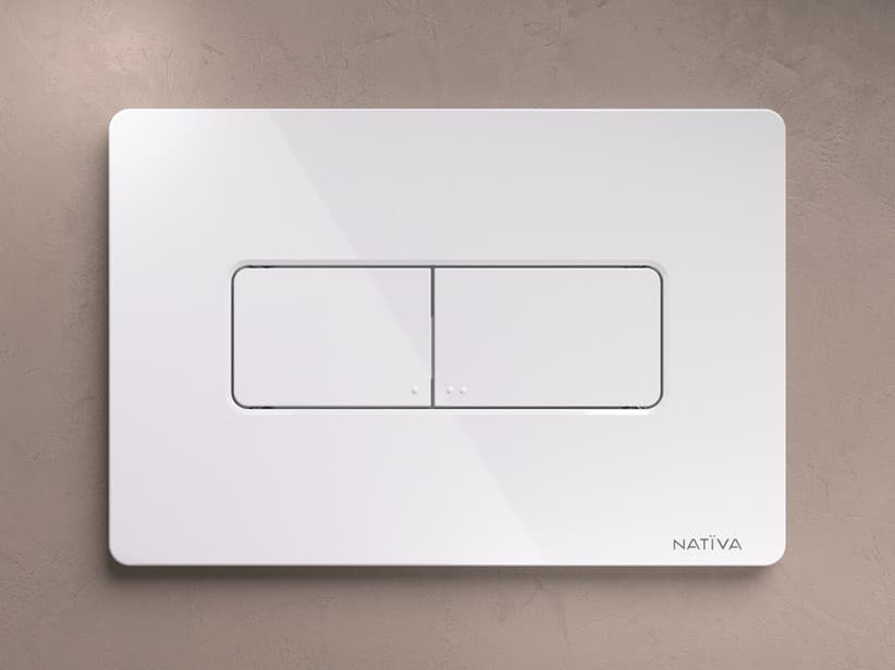 Betätigungsplatte Nativa rechteckig 2 Tasten Weiß glänzend | IperCeramica