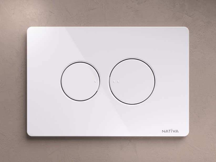 Betätigungsplatte Nativa 2 runde Tasten Weiß glänzend | IperCeramica