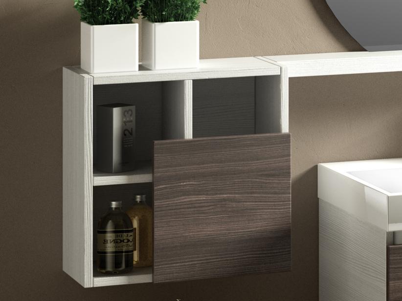 HÄNGESCHRANK QUBO OFFEN QUADRATISCH HÖHE 45 cm BIANCO MATRIX/OLMO LAVA | IperCeramica