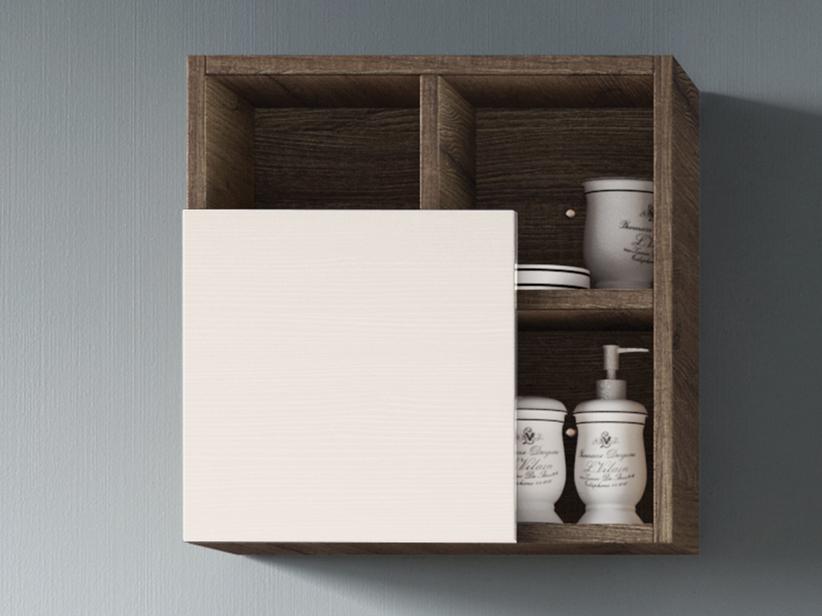HÄNGESCHRANK QUBO OFFEN QUADRATISCH HÖHE 45 cm SHERWOOD/BIANCO MATRIX | IperCeramica