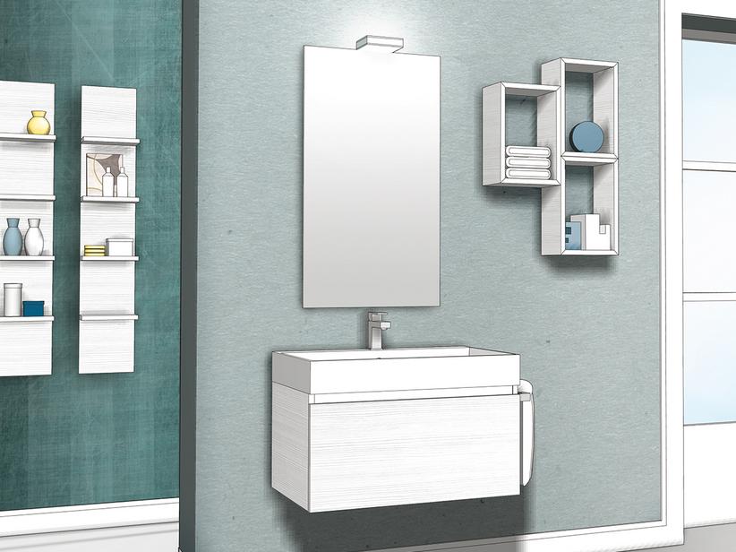 BADEZIMMERSCHRANK QUBO 70 CM 1 SCHUBLADE WEISS MATRIX MIT WASCHTISCH UNITOP | IperCeramica