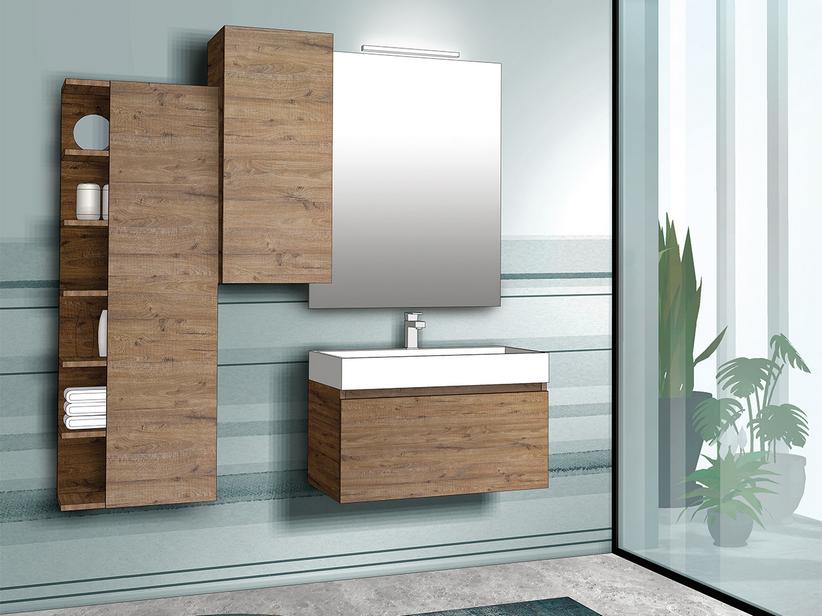 BADEZIMMERSCHRANK QUBO 70 CM 1 SCHUBLADE SHERWOOD MIT WASCHTISCH UNITOP WEISS GLÄNZEND | IperCeramica