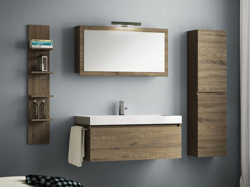 BADEZIMMERSCHRANK QUBO 100 CM 1 SCHUBLADE SHERWOOD MIT WASCHTISCH UNITOP WEISS | IperCeramica