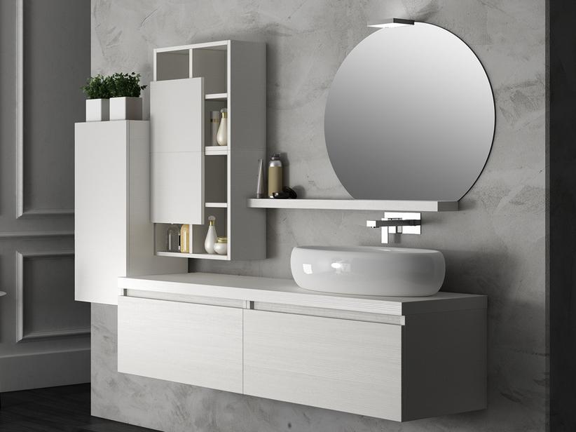 BADEZIMMERSCHRANK QUBO 140 CM WEISS MATRIX MIT PLATTE | IperCeramica