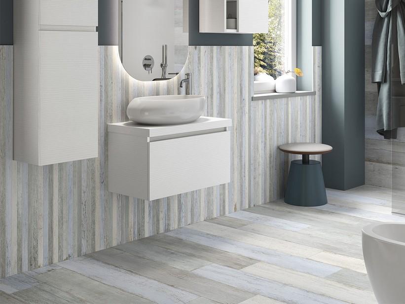 Platzsparendes Badmöbel Qubo 70x38 cm 1 Schublade und Platte H4,5 Weiß Matrix | IperCeramica